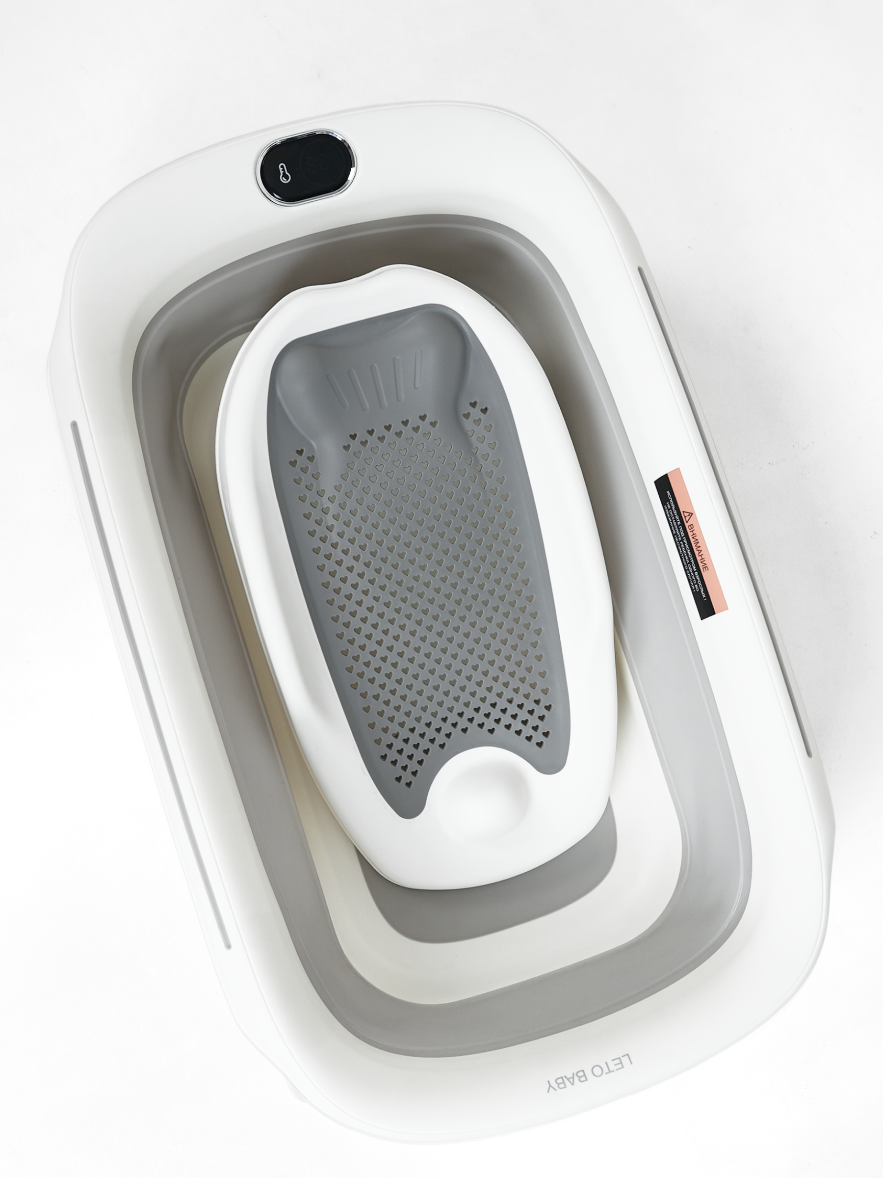 Ванночка для купания новорожденных складная с термометром